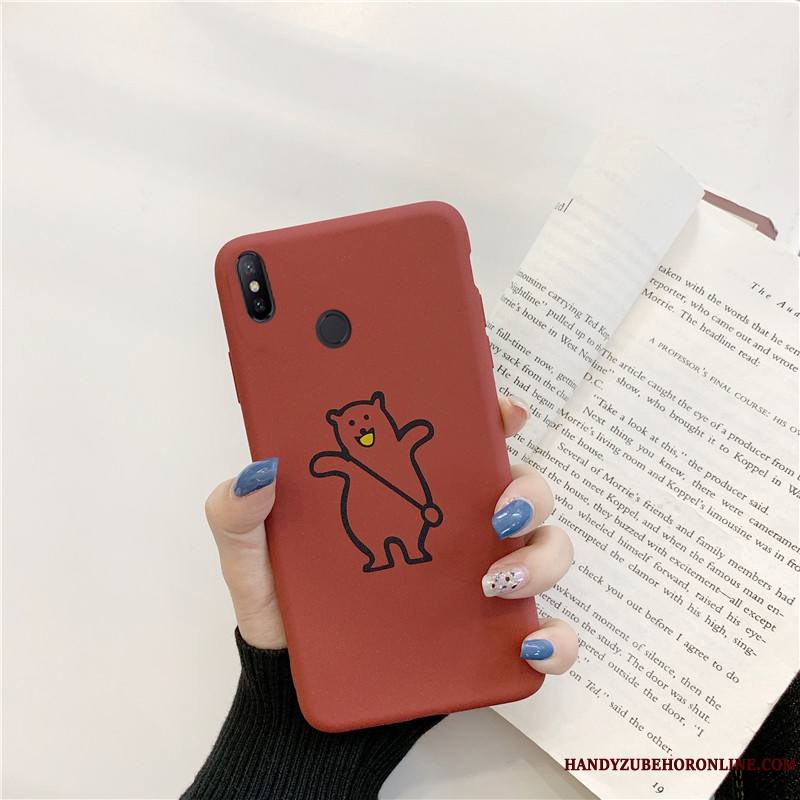 Redmi Note 6 Pro Délavé En Daim Tout Compris Sac Dessin Animé Coque De Téléphone Rouge Fluide Doux