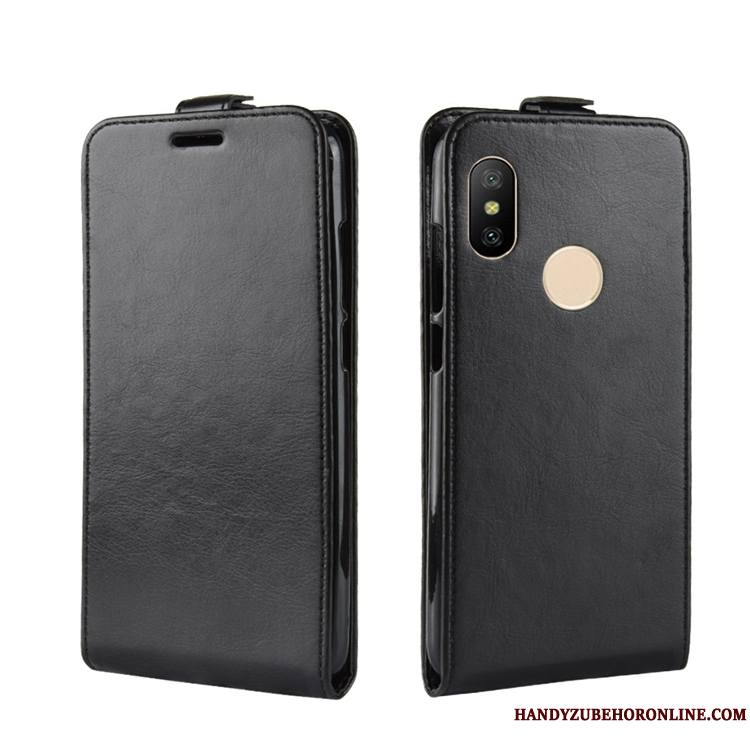 Redmi Note 6 Pro Incassable Coque De Téléphone Noir Modèle Fleurie Étui En Cuir Carte Rouge