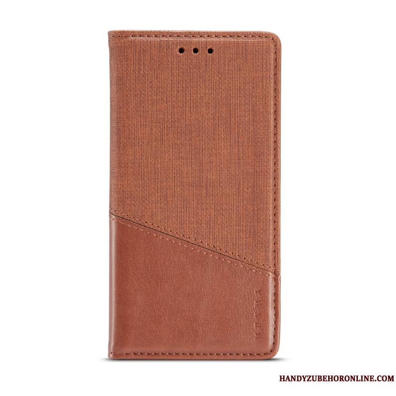 Redmi Note 6 Pro Petit Incassable Carte Étui En Cuir Rouge Coque De Téléphone Fluide Doux