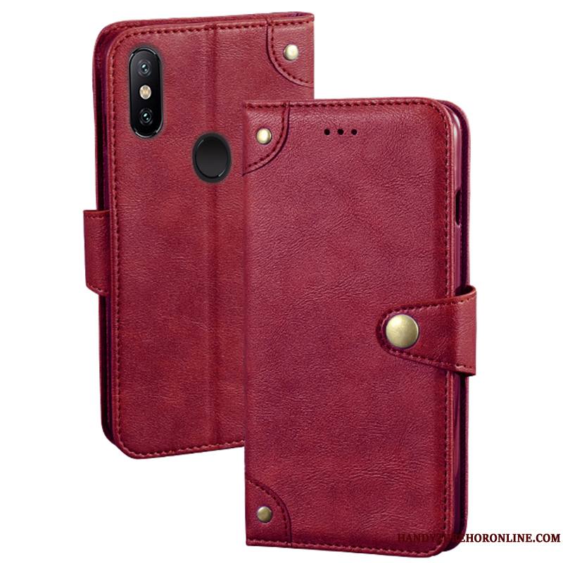 Redmi Note 6 Pro Portefeuille Étui Rouge Étui En Cuir Protection Housse Coque De Téléphone