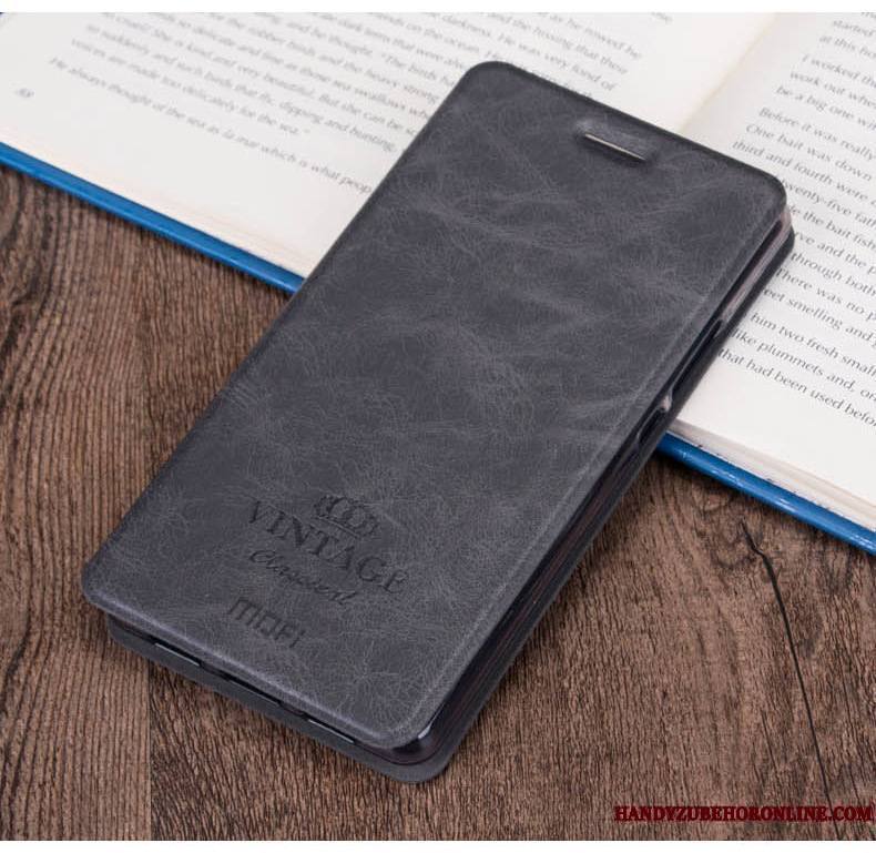 Redmi Note 8 Pro Coque Foncé Gris Étui En Cuir Rouge Téléphone Portable Petit Housse