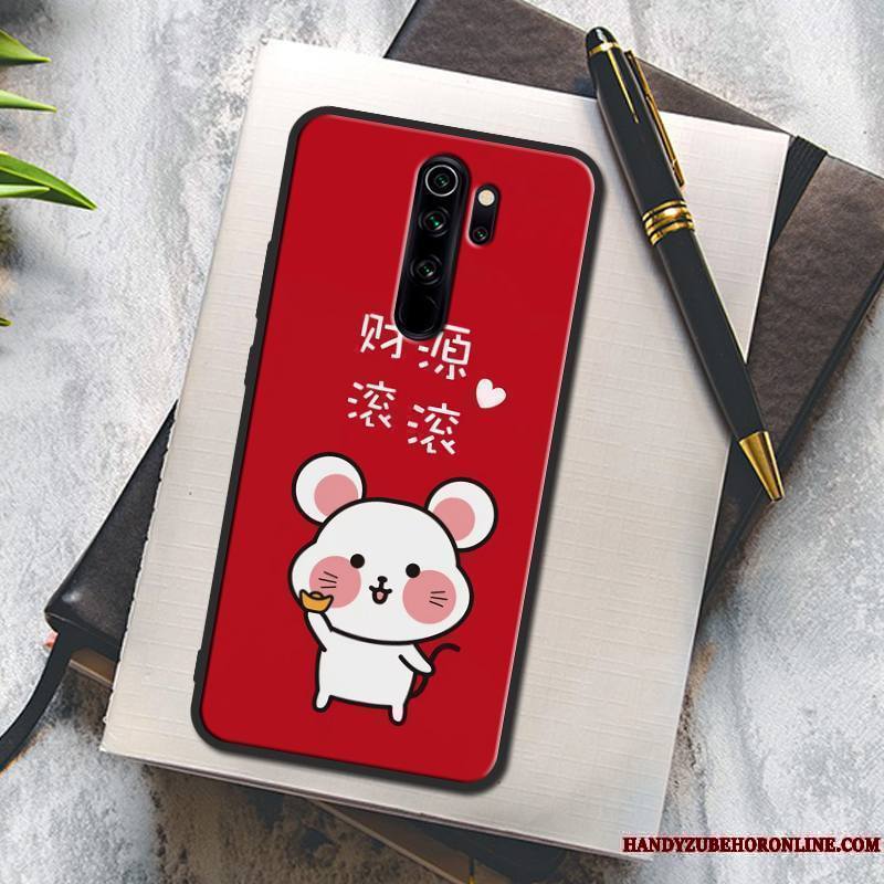 Redmi Note 8 Pro Coque Rouge Richesse Incassable Protection Fluide Doux Peinture Étui