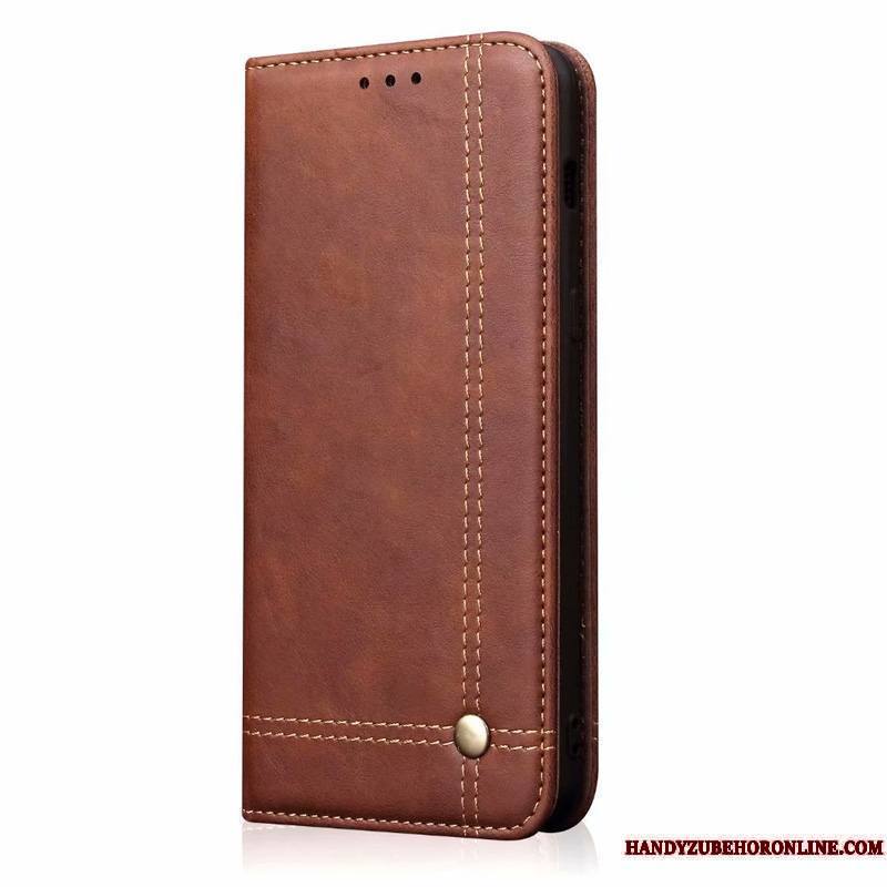 Redmi Note 8t Coque Housse Clair Étui En Cuir Business Tempérer Rouge Membrane