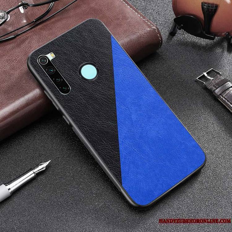 Redmi Note 8t Mode Protection Cuir Tout Compris Bleu Noir Coque De Téléphone