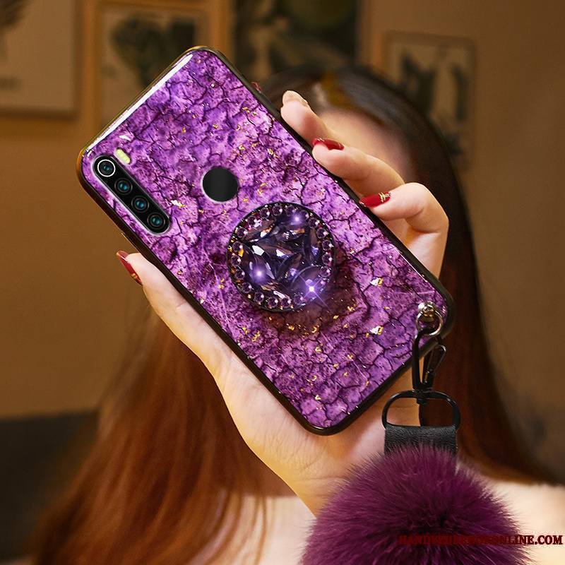 Redmi Note 8t Personnalité Coque De Téléphone Violet Créatif Ornements Suspendus Tempérer Peluche