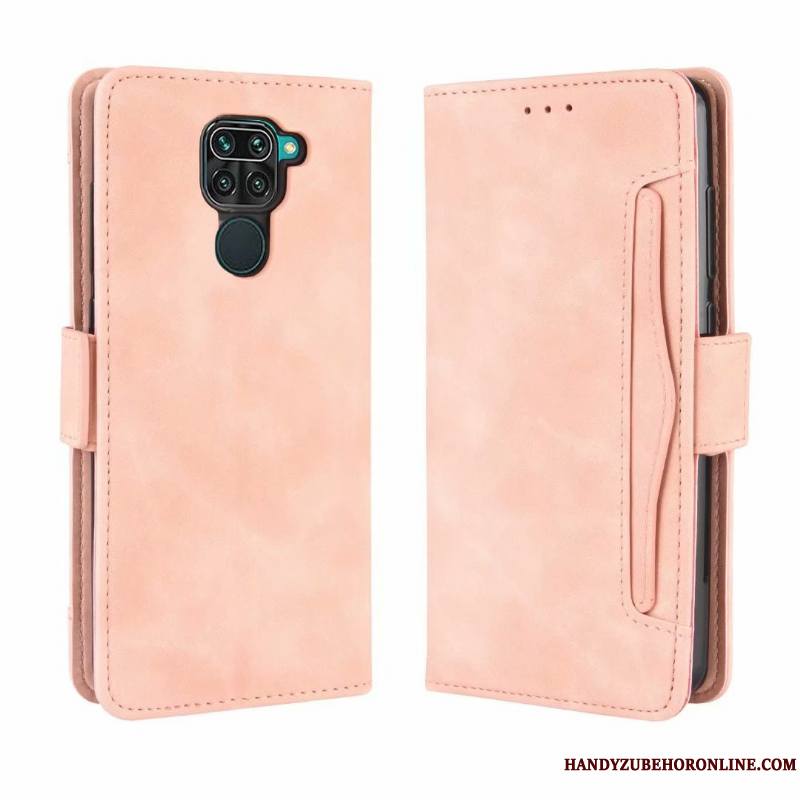 Redmi Note 9 Portefeuille Étui En Cuir Rouge Housse Coque De Téléphone Rose Tout Compris