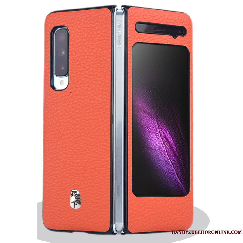 Samsung Fold Coque De Téléphone Orange Modèle Fleurie Incassable Tout Compris Étoile Plier