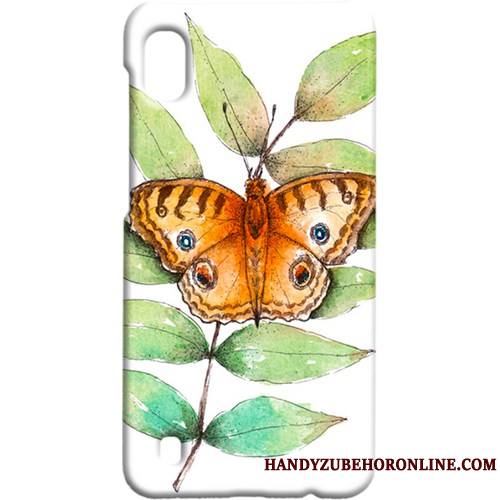 Samsung Galaxy A10 Coque Étui Protection Délavé En Daim Vert Étoile Papillon Art