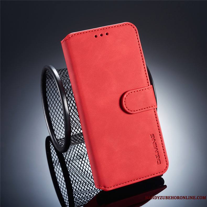 Samsung Galaxy A10 Incassable Étui En Cuir Protection Business Rouge Coque Clamshell