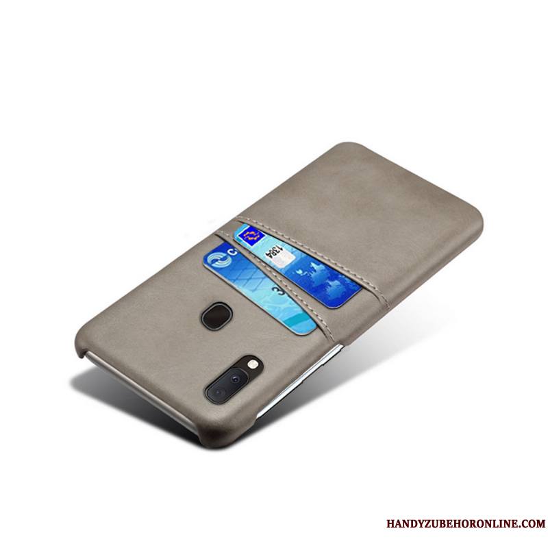 Samsung Galaxy A20e Coque De Téléphone Étui En Cuir Protection Personnalité Carte Gris Incassable
