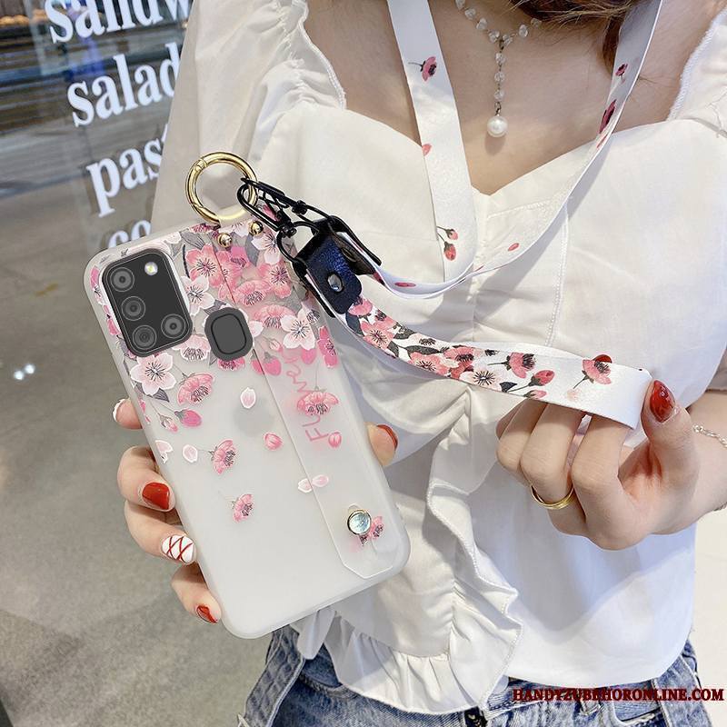 Samsung Galaxy A21s Étui Incassable Amoureux Dessin Animé Fluide Doux Transparent Coque