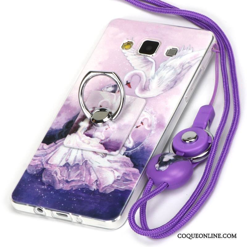 Samsung Galaxy A3 2015 Coque Violet Étoile De Téléphone Protection Gaufrage Fluide Doux