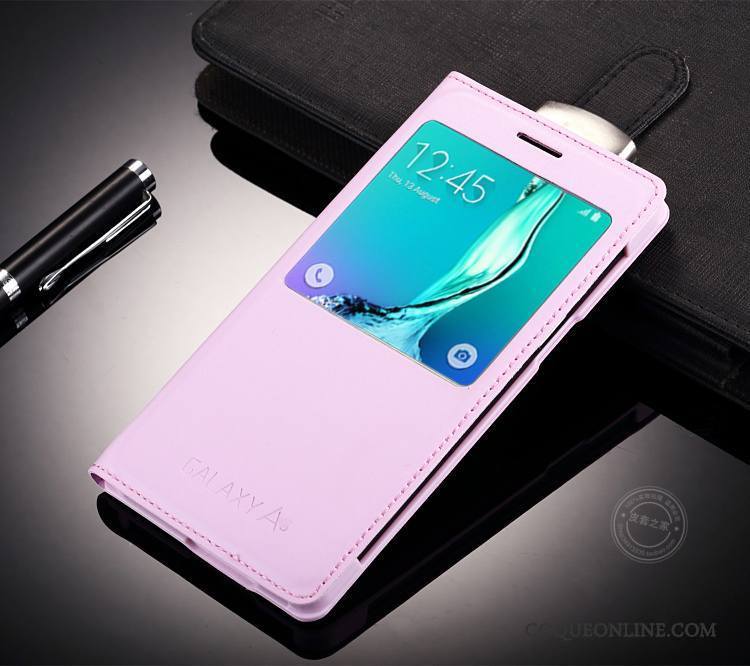 Samsung Galaxy A3 2015 Protection Téléphone Portable Rose Étui En Cuir Nouveau Étoile Coque