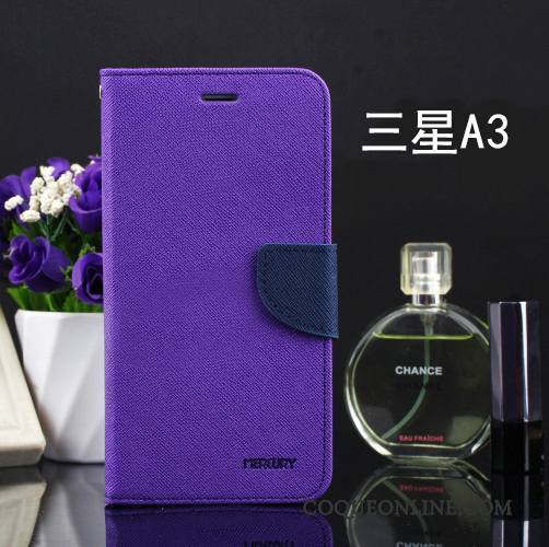 Samsung Galaxy A3 2015 Étoile Incassable Coque Tout Compris Housse Étui En Cuir Violet