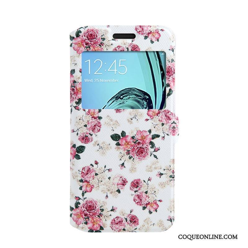 Samsung Galaxy A3 2016 Coque De Téléphone Fluide Doux Ouvrir La Fenêtre Peinture Housse Étoile Fleurs