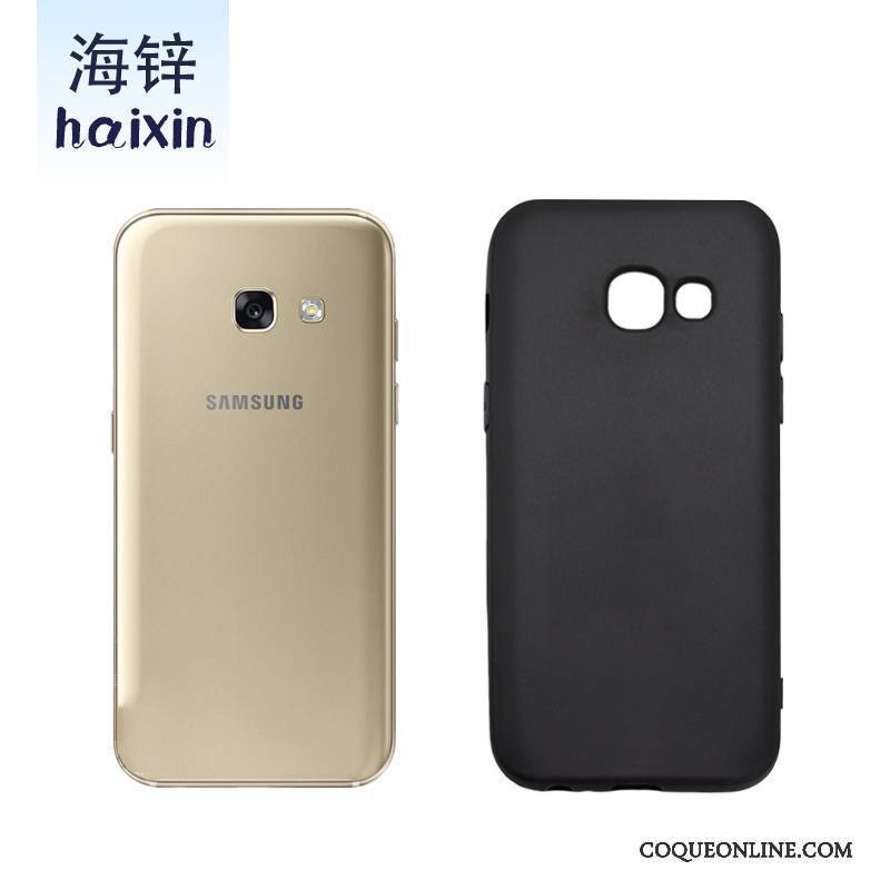 Samsung Galaxy A3 2017 Coque Silicone Noir Étoile Étui Délavé En Daim Protection Tout Compris