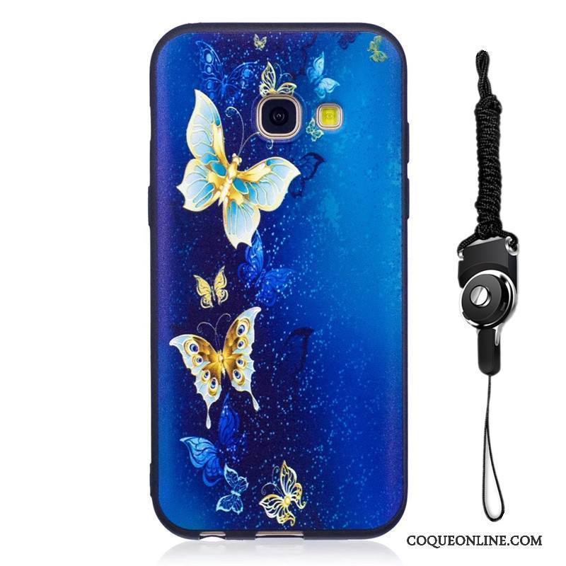 Samsung Galaxy A3 2017 Dessin Animé Coque Délavé En Daim Fluide Doux Bleu Peinture De Téléphone