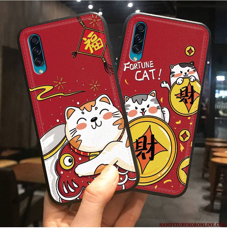 Samsung Galaxy A30s Coque Gaufrage Modèle Fleurie Tout Compris Nouveau Fluide Doux Créatif Rouge