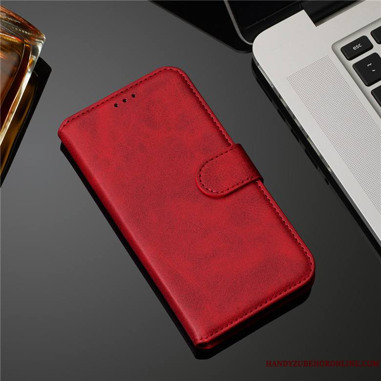 Samsung Galaxy A30s Coque Protection Cuir Rouge Étui Modèle Fleurie Housse Étoile