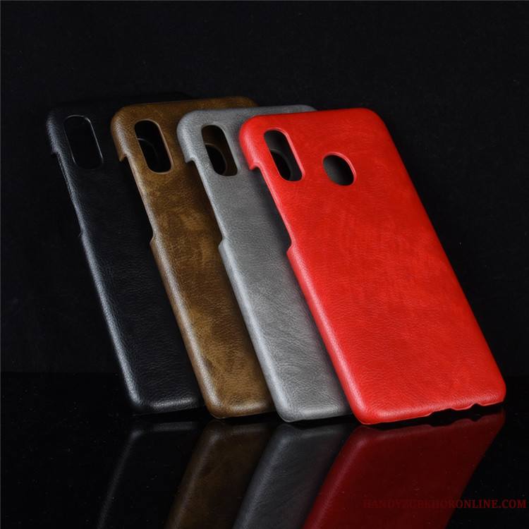 Samsung Galaxy A40 Coque Étoile Vintage Cuir Difficile Rouge Modèle Fleurie