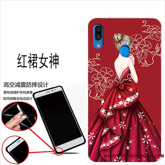 Samsung Galaxy A40 Protection Étoile Téléphone Portable Rouge Coque Fluide Doux Étui