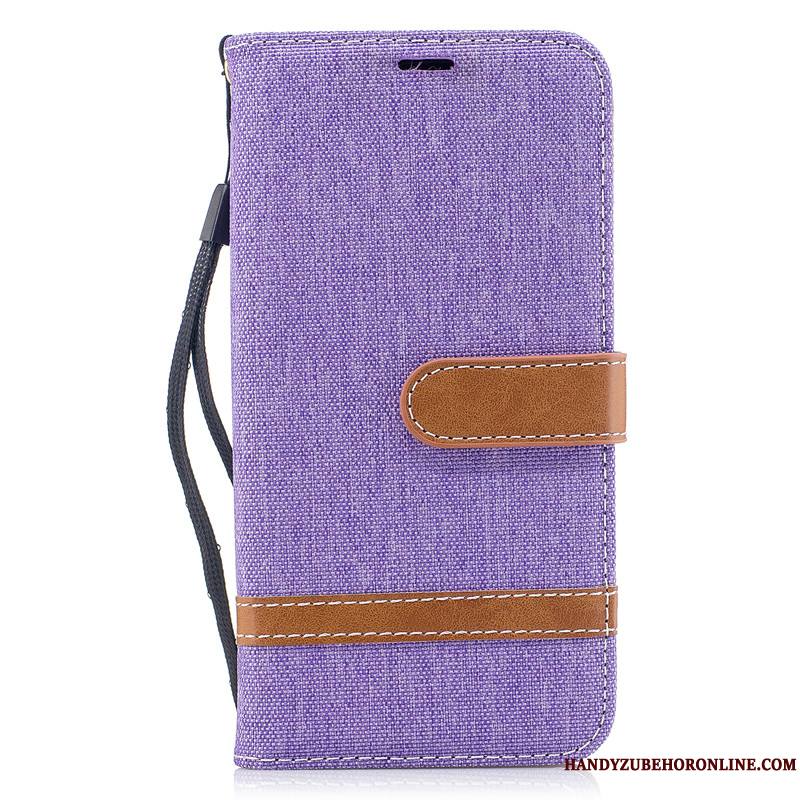Samsung Galaxy A40 Étui En Cuir Protection Étoile Coque De Téléphone Tout Compris Violet En Denim