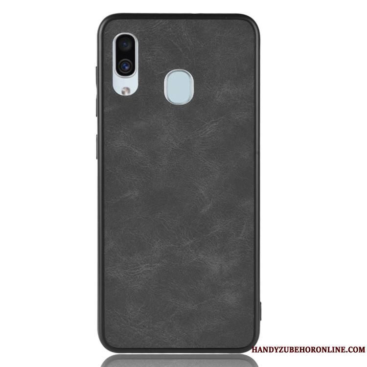 Samsung Galaxy A40 Étui Gris Coque De Téléphone Tout Compris Vintage Cuir Tendance