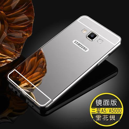 Samsung Galaxy A5 2015 Border Métal Miroir Couvercle Arrière Incassable Argent Coque De Téléphone