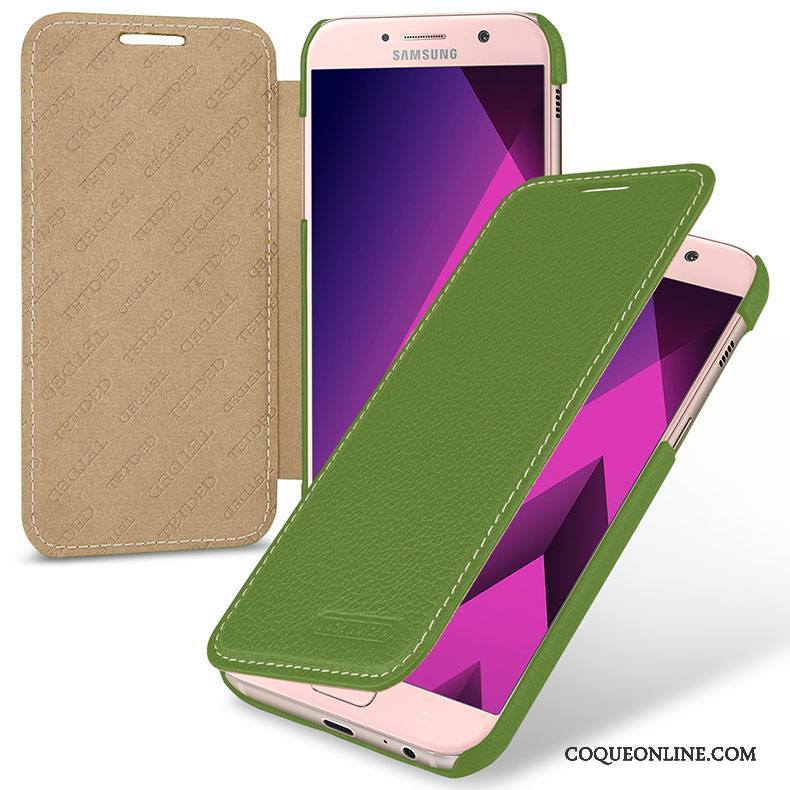 Samsung Galaxy A5 2017 Vert Coque De Téléphone Étui En Cuir Protection Étoile