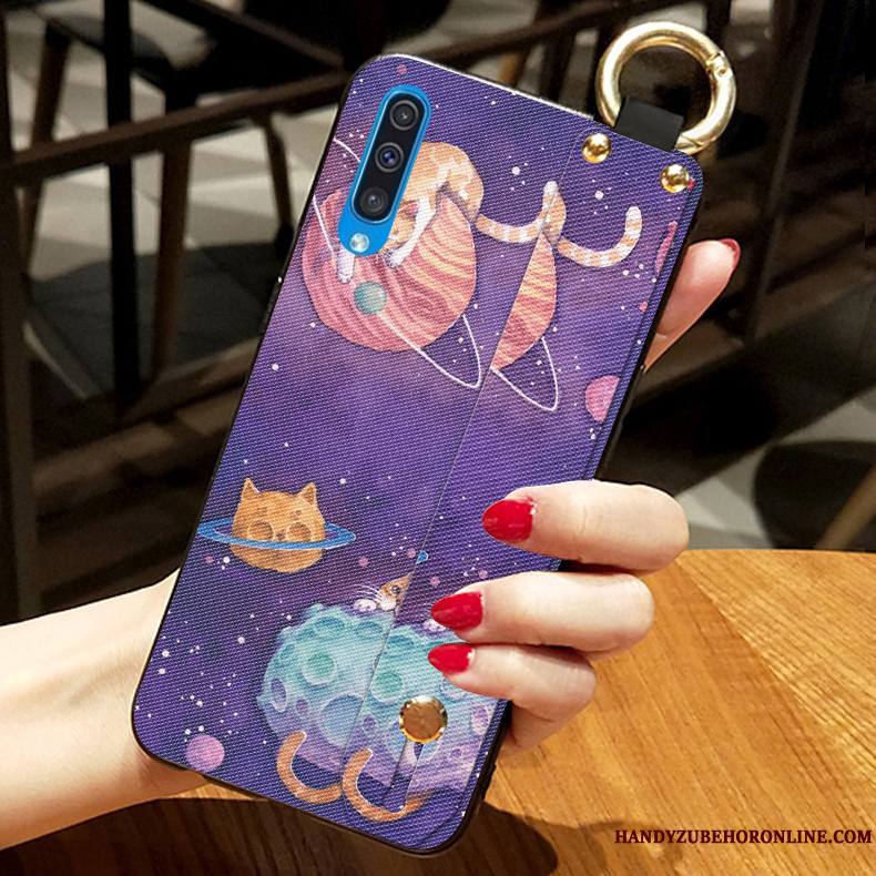 Samsung Galaxy A50 Chat Coque De Téléphone Dessin Animé Violet Fluide Doux Incassable Silicone