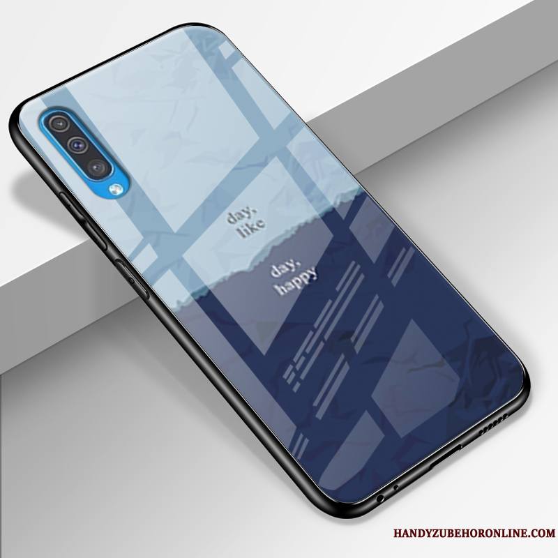 Samsung Galaxy A50 Coque Europe Verre Protection Silicone Bleu Étui Personnalisé