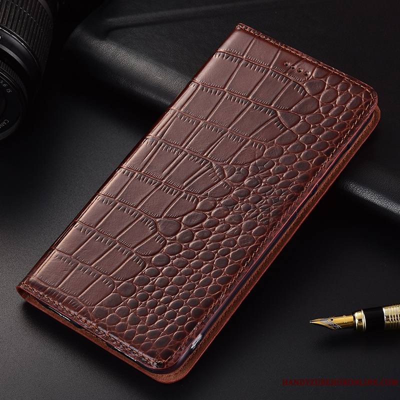 Samsung Galaxy A50 Coque Incassable Modèle Fleurie Téléphone Portable Crocodile Étui Étui En Cuir Cuir Véritable