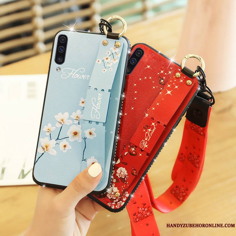 Samsung Galaxy A50 Coque Style Chinois Fleur Longue Protection Courte Étoile Ornements Suspendus