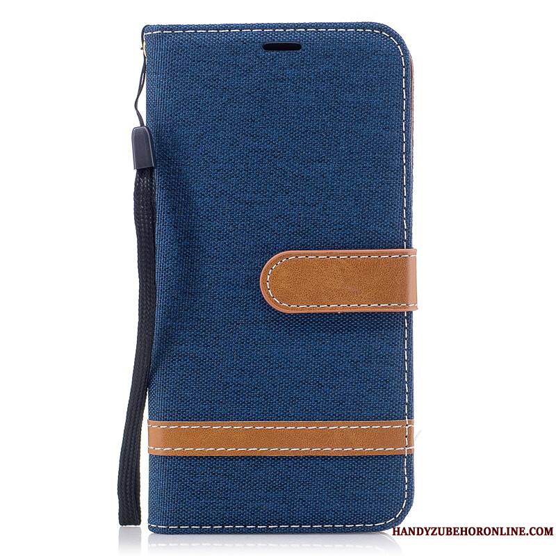 Samsung Galaxy A50 Coque Étui Protection En Denim Téléphone Portable Étoile Bleu Marin Nouveau