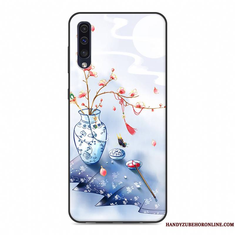 Samsung Galaxy A50 Fluide Doux Petit Style Chinois Bleu Coque Étoile Personnalité