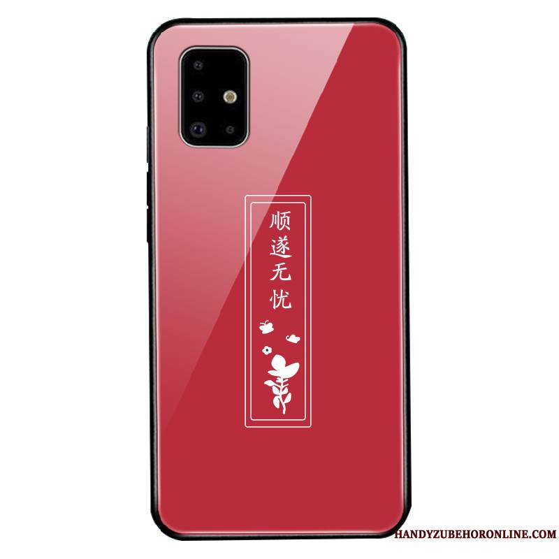 Samsung Galaxy A51 Coque Fluide Doux Personnalisé Créatif Style Chinois Verre Protection Étoile