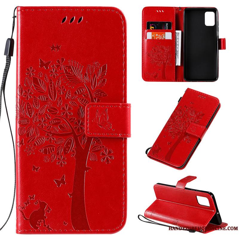 Samsung Galaxy A51 Incassable Rouge Clamshell Étui En Cuir Étoile Coque De Téléphone Protection