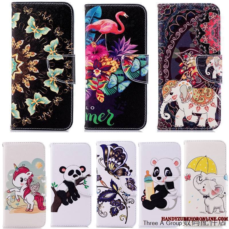 Samsung Galaxy A6 Coque De Téléphone Étui Étui En Cuir Personnalité Dessin Animé Housse Noir