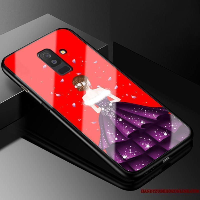 Samsung Galaxy A6+ Coque Incassable Verre Fluide Doux Marque De Tendance Rouge Tout Compris Silicone