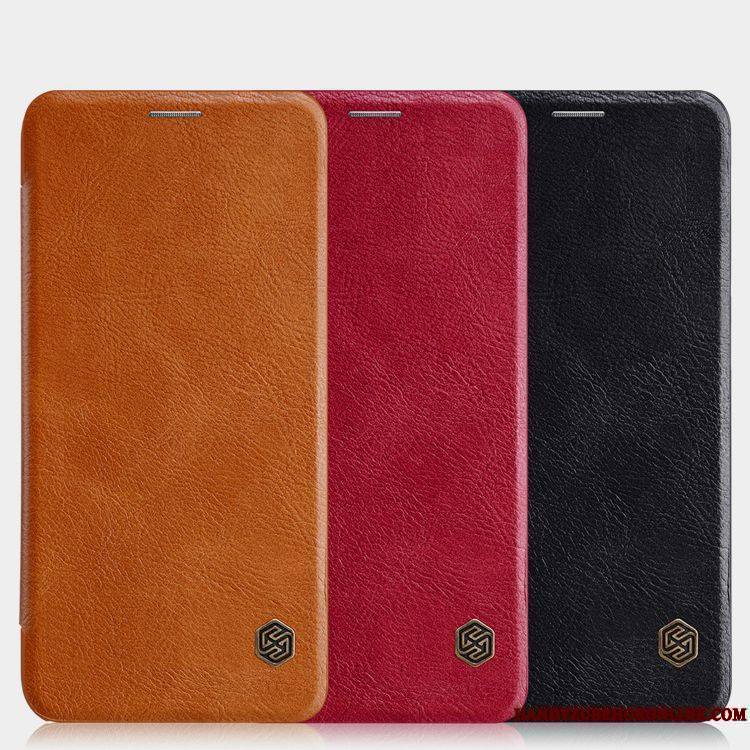 Samsung Galaxy A6+ Étoile Rouge Or Coque De Téléphone Cuir Véritable Clamshell Étui En Cuir