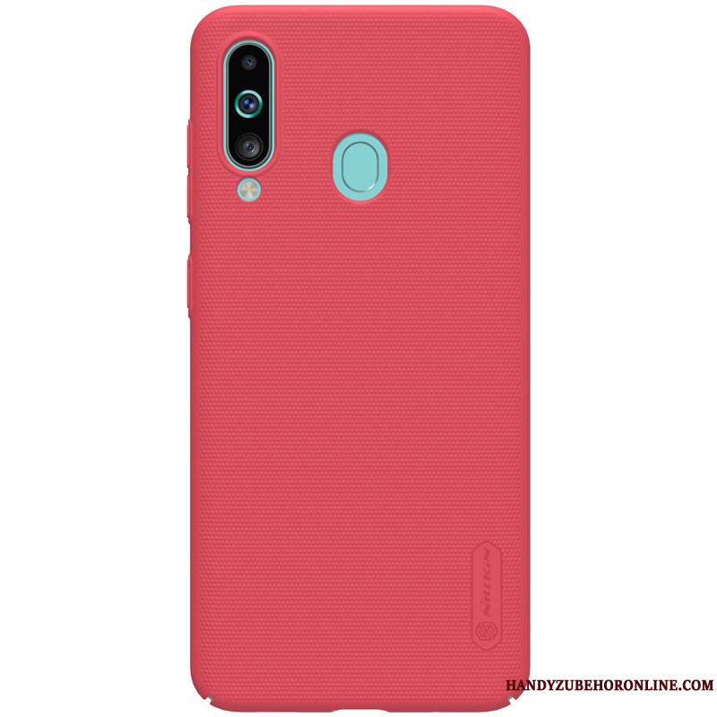 Samsung Galaxy A60 Coque Difficile Délavé En Daim Rouge De Téléphone Protection Étui