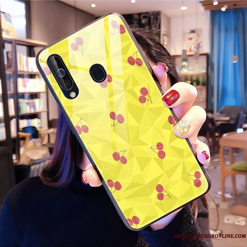 Samsung Galaxy A60 Coque Modèle Fleurie Silicone Fluide Doux Jaune Marque De Tendance Étoile Tout Compris