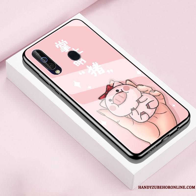 Samsung Galaxy A60 Protection Silicone Coque De Téléphone Créatif Verre Rose Étoile