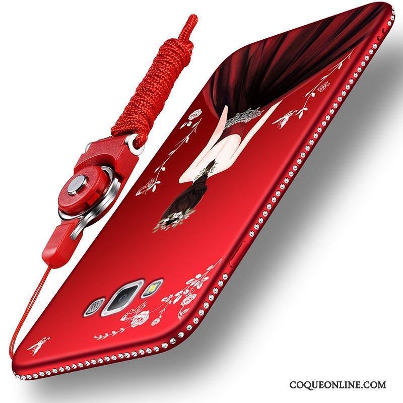 Samsung Galaxy A7 2015 Coque De Téléphone Étoile Tout Compris Rouge Strass Fluide Doux Protection