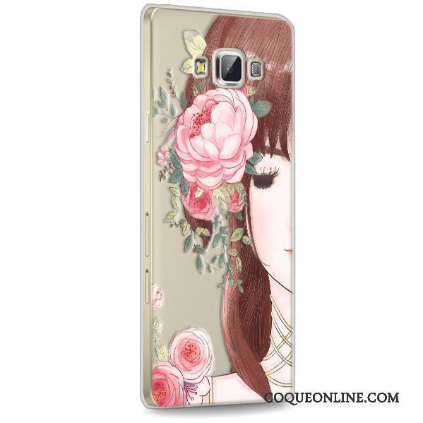 Samsung Galaxy A7 2015 Coque Étoile Fluide Doux Protection Rose Transparent Silicone Téléphone Portable