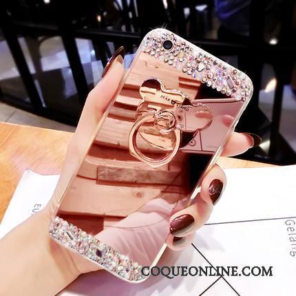 Samsung Galaxy A7 2015 Coque Étoile Personnalité Silicone Créatif Strass Anneau Or Rose