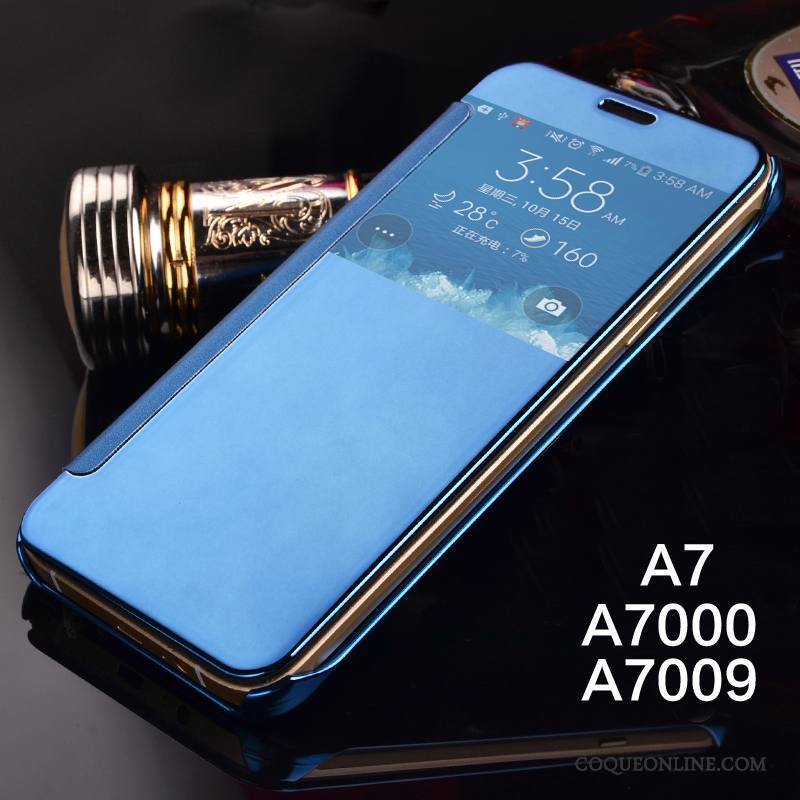 Samsung Galaxy A7 2015 Protection Coque Miroir Téléphone Portable Bleu Étoile Étui