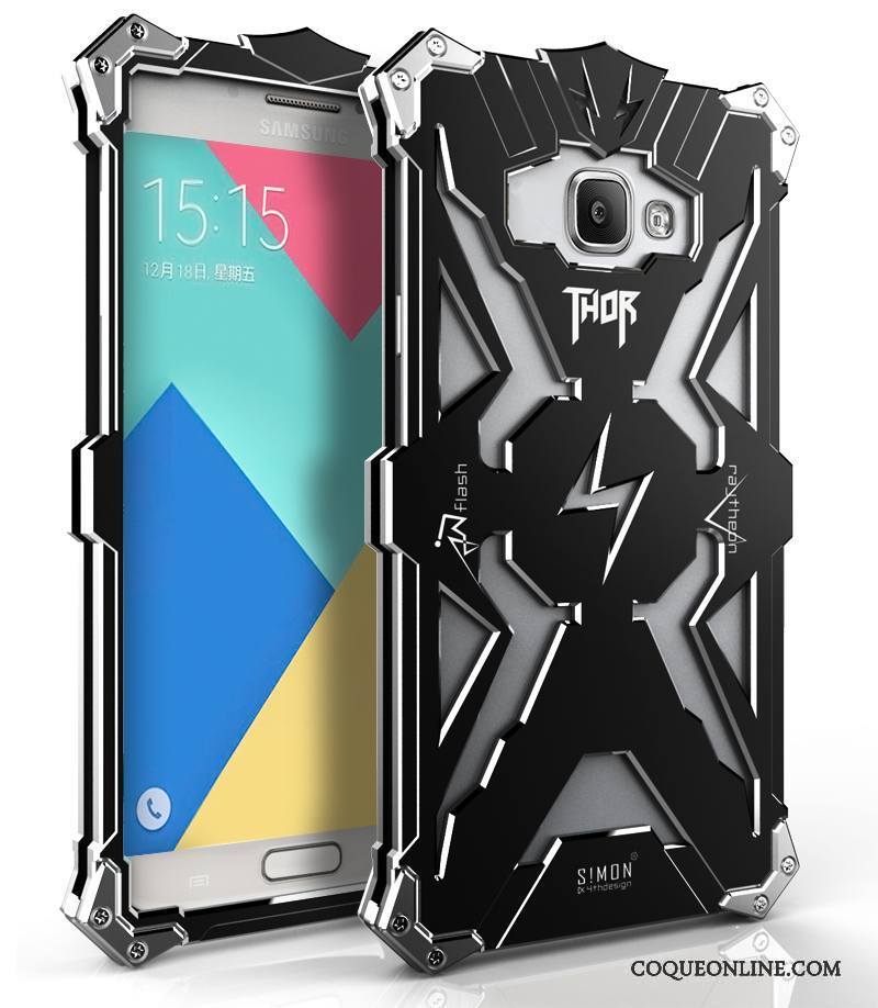 Samsung Galaxy A7 2015 Trois Défenses Coque De Téléphone Protection Noir Étoile Métal Étui