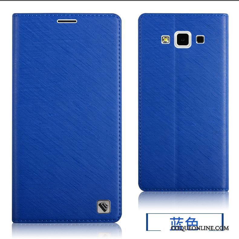 Samsung Galaxy A7 2015 Étui En Cuir Couvercle Arrière Téléphone Portable Protection Bleu Coque Étoile