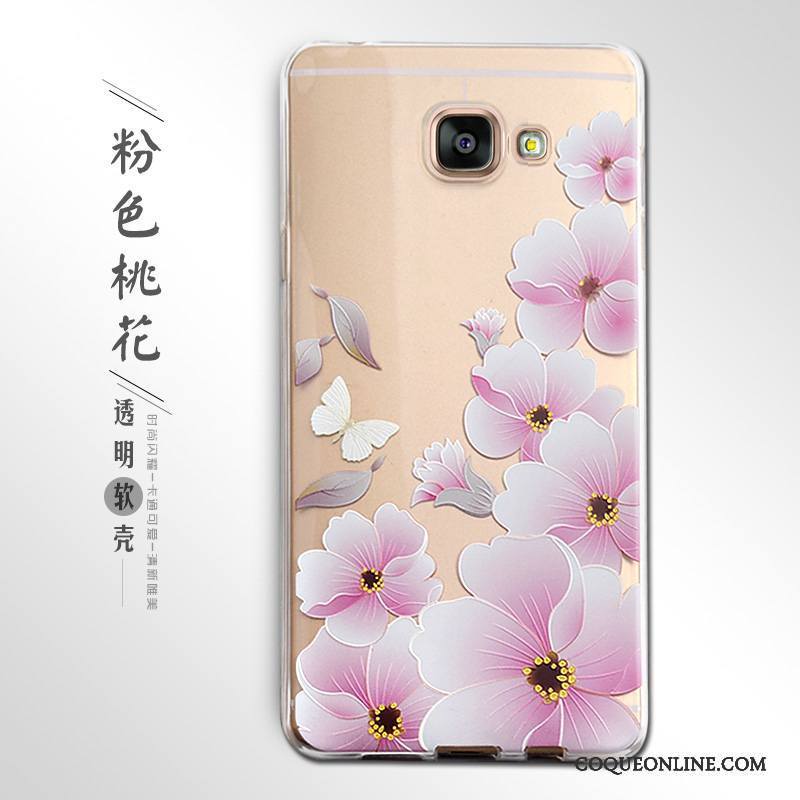 Samsung Galaxy A7 2016 Coque De Téléphone Gaufrage Téléphone Portable Protection Fluide Doux Rose